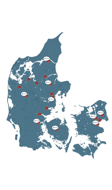 Skorstensgaard kort med afdelinger
