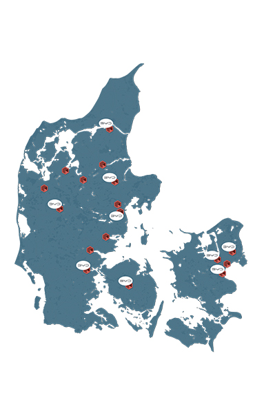 Skorstensgaard kort over afdelinger