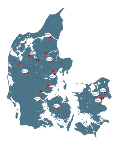 Skorstensgaard kort over afdelinger